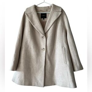 Talbots Classic Cream Wool Blend Fully Lined Swing Short Coat Size XL